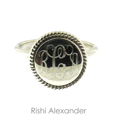 Rishi Alexander 14mm Round Locket Made from .925 Sterling Silver with A Personalized Monogram